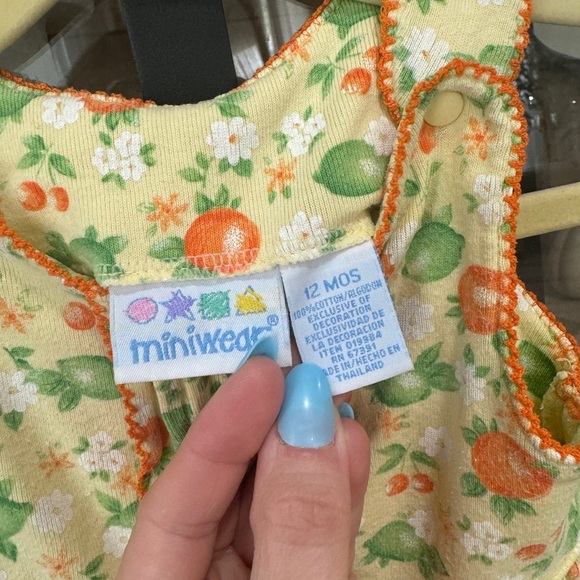 1990s Vintage Miniwear bubble romper baby girl limes lemons fruits print ruffles - Picture 3 of 6